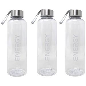 Drinkfles/waterfles/bidon - 3x - 570 ml - energy - wit - kunststof