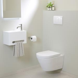 Luca Varess Calibro hangend toilet hoogglans wit met spoelrand, inclusief isolatieset