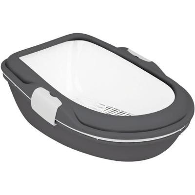 TRIXIE Primo kattenbak, met rand - XXL - 56 x 25 x 71 cm - Grijs en wit - Voor katten