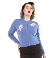 Vintage Vestje Blauw met Applique Maat 38/40 - thumbnail