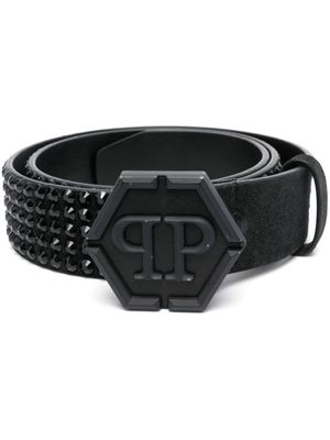 Philipp Plein ceinture à logo embossé - Noir