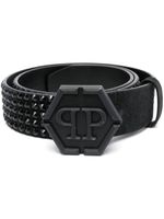 Philipp Plein ceinture à logo embossé - Noir