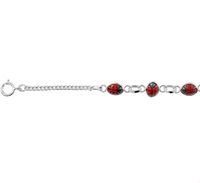 Armband Lieveheersbeestje zilver-emaille rood-zwart 9 - 11 cm