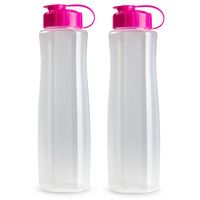 4x stuks kunststof waterflessen 1500 ml transparant met dop roze 4x stuks kunststof waterflessen 1500 ml transparant met dop roze