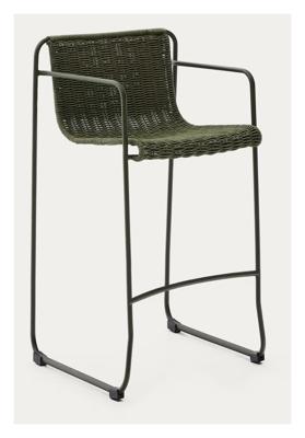Kave Home Outdoor Barkruk 'Maurina' Touw en staal, kleur Groen (zithoogte 75cm)
