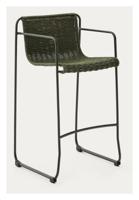 Kave Home Outdoor Barkruk 'Maurina' Touw en staal, kleur Groen (zithoogte 75cm)