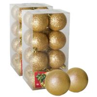 Gerimport Kerstballen - 32x - goud - kunststof - glitters - D5 cm - kerstversiering