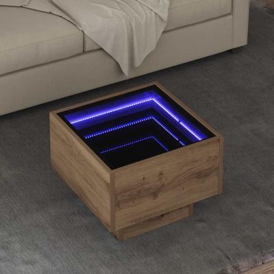 Salontafel artisanaal eikenkleurig 40 x 40 x 30 cm Bewerkt hout