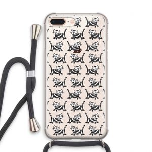 Zwarte poes: iPhone 8 Plus Transparant Hoesje met koord
