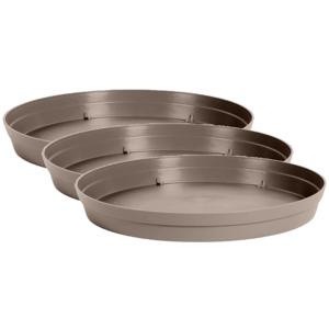 EDA Bloempot onderschaal Toscane - 3x stuks - kunststof - taupe - D35 cm - opvangschalen