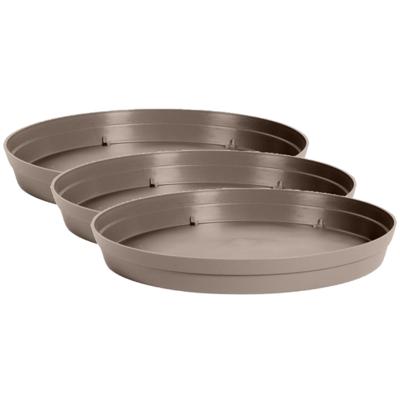 EDA Bloempot onderschaal Toscane - 3x stuks - kunststof - taupe - D35 cm - opvangschalen