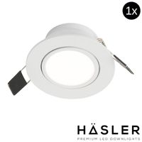 Hasler Inbouwspot Häsler Ancona Incl. Fase Aansnijding Dimbaar 8 cm 4 Watt Helder Wit RVS Set 10x - Set 1 Spot - thumbnail