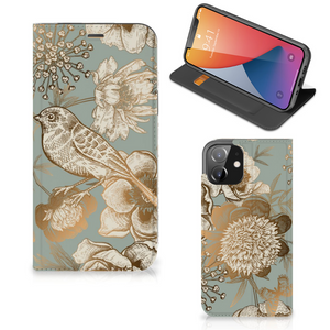 Smart Cover voor iPhone 12 | iPhone 12 Pro Vintage Bird Flowers