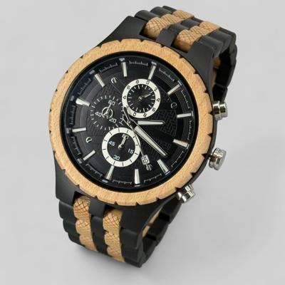 XXL Herenhorloge - TimberWood Shadow™ | Zwart sandelhout en esdoorn
