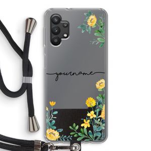 Gele bloemen: Samsung Galaxy A32 5G Transparant Hoesje met koord