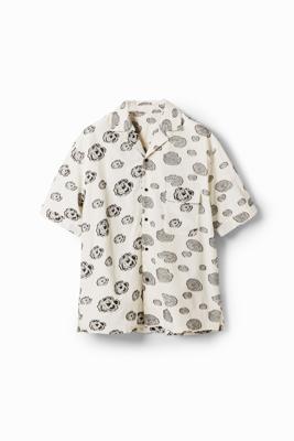 Korte mouwen overhemd met rozen - WHITE - XL