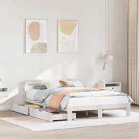 Bedframe zonder matras massief grenenhout wit 140x190 cm