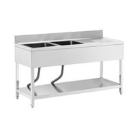 Aanrechttafel - 2 spoelbakken - RVS - 160 x 60 x 97 cm - Royal Catering