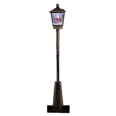 Kerst lantaarnpaal - zwart- 182 cm?- met led verlichting, sneeuwval en muziek?- Kerst lantaarn