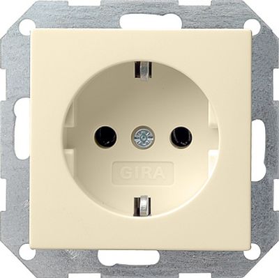 Gira enkel stopcontact met randaarde creme glanzend 446601
