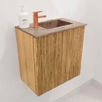 Toiletmeubel Mondiaz Joya Dlux | 40 cm | Meubelkleur Oak | Faye wastafel Arena Wasbak Rechts | 1 kraangat