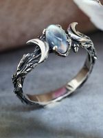 Vintage Maansteen gesneden Ring - thumbnail