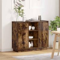 LED Sideboard Gerookt eiken 90 x 32 x 75 cm Bewerkt hout