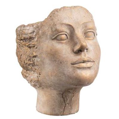Bloempot Gezicht meisje - bruin/goud - 19xØ15 cm