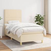 Boxspring met matras stof crèmekleurig 90x190 cm