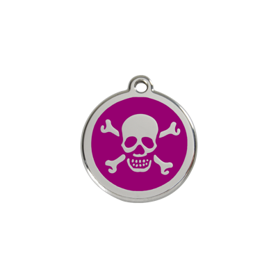 Cross Bone Purple roestvrijstalen hondenpenning small/klein dia. 2 cm - Reddingo