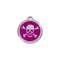 Cross Bone Purple roestvrijstalen hondenpenning small/klein dia. 2 cm - Reddingo