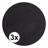Superstar grimeer schmink - 3x - zwart - 16 gram - carnaval/verkleed thema
