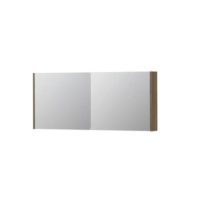INK SPK1 Spiegelkast - 140x14x60cm - 2 deuren - dubbelzijdige Spiegel - schakelaar en stopcontact - MFC Zuiver eiken 1110770