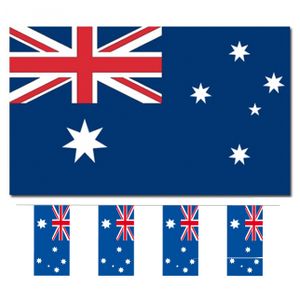 Bellatio Decorations - Vlaggen versiering set - Australie - Vlag 90 x 150 cm en vlaggenlijn 4 meter