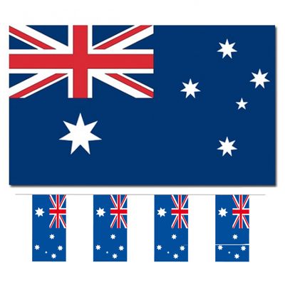 Bellatio Decorations - Vlaggen versiering set - Australie - Vlag 90 x 150 cm en vlaggenlijn 4 meter