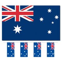 Bellatio Decorations - Vlaggen versiering set - Australie - Vlag 90 x 150 cm en vlaggenlijn 4 meter