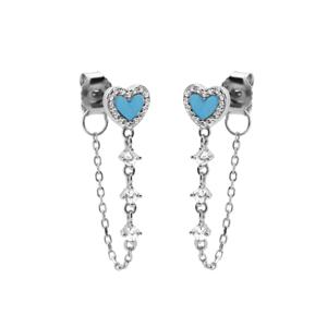 Karma Oorbellen Chain Smell Of Love Turquoise | Zilver