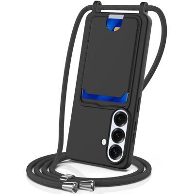 Casety Samsung Galaxy S26 - Telefoonhoes met koord en kaarthouder - Zwart Casety Samsung Galaxy S26 - Telefoonhoes met koord en kaarthouder - Zwart
