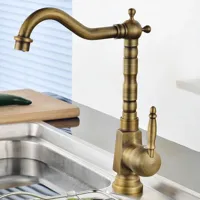 Antieke Wasbakkraan - 360° Draaibaar | Warm & Koud Water | Gouden Afwerking