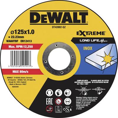 DEWALT DT43902 DT43902-QZ Doorslijpschijf recht 125 mm 1 stuk(s) Metaal, RVS, IJzer