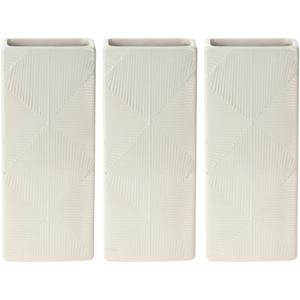 Waterverdamper radiator - 3x - wit - met relief - kunststeen - 18 cm - luchtbevochtiger