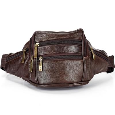 Mode mannen lederen taille tassen reizen noodzaak organisator mobiele telefoon tas (donker bruin)