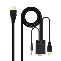 Adapter HDMI naar VGA met Audio NANOCABLE 10.15.4350 1,8 m Zwart