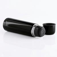 Thermosfles - 500 ml - zwart - RVS - schroefdop als beker - 25 cm - isoleerfles