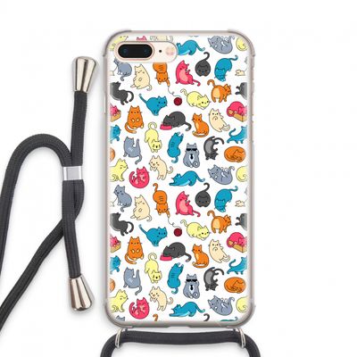 Kleurrijke katten: iPhone 8 Plus Transparant Hoesje met koord