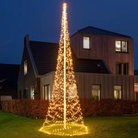 Vlaggenmast kerstboom met ster - verlichting - 1240 leds - flash - D200 x H600 cm - klassiek