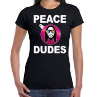 Hippie jezus Kerstbal shirt / Kerst outfit peace dudes zwart voor dames