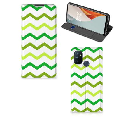 OnePlus Nord N100 | Hoesje met Magneet | Zigzag Groen