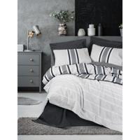 Beddengoedset - 1 dekbedovertrek 220 x 240 cm + 2 kussenslopen 60 x 60 cm - 100% katoen - Antraciet