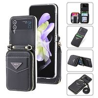 telefoon hoesje Voor Samsung Galaxy Z-flip 6 Z Flip 5 Z Flip 4 Z Flip 3 Wallet Card Case Draagbaar Rits Kaartsleuf Effen PC PU-nahka Lightinthebox - thumbnail